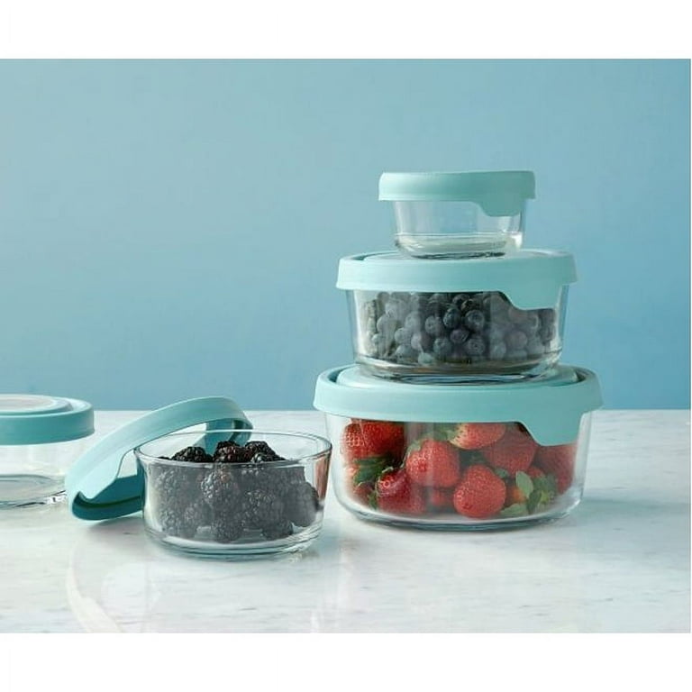 Anchor Hocking round Glass Food Storage Containers with Blue
