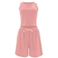 thumbnail image 4 of Conjunto de dos piezas para mujer con chaleco de cuello redondo y pantalones de cintura alta: para salidas informales, verano, para combinar con zapatillas deportivas, fácil de cuidar., 4 of 5