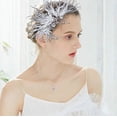 thumbnail image 3 of White Feathered Hair Clip Tiaras with Crystals for Bridal Wedding and Party Headpiece Hair Accessories for Women Girls, 3 of 12