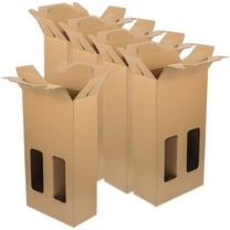 Raindrops Wine Bottle Box Khaki Paper Gift Box with Handle for Storage and Outdoor Travel 5Pcs