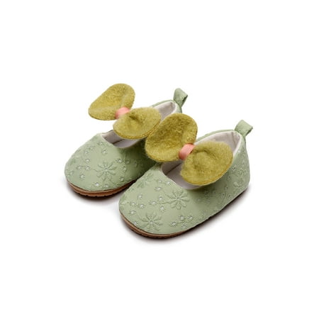 

Eloshman Newborn Flats Comfort Mary Jane Bow Dress Shoes Wedding Cute Prewalker Princess Shoe Breathable Green 6C