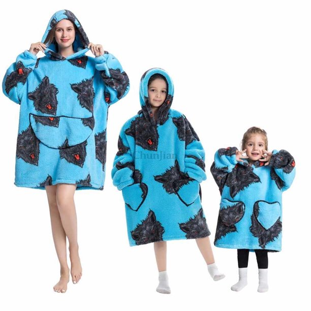 Sudadera con capucha a juego para la familia para mujer, manta de Sherpa de franela de felpa de gran tamaño, sudadera cálida para Halloween, ropa de casa gruesa para mujer, invierno