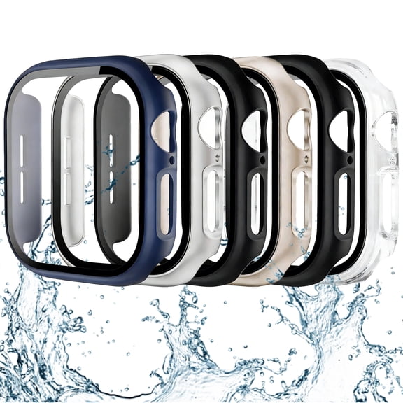 LAPTOM MAX 6 Pack Apple Watch SE 3, SE & Series 4–6 44mm Screen Protector with Ultra-Thin Tempered Glass, Full Coverage, Anti-Scratch Case for Men and Women