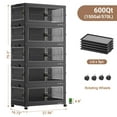 thumbnail image 2 of BROVIEW 600QT Large Stackable Storage Bins with Lids and Wheels, Plastic Closet Organizer and Storage Drawer, Collapsible Storage Cabinet with Doors for Home Kitchen, 5Pack Black, 2 of 10