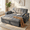 Dark Grey-63.2, variant on 53.2" 3-in-1 Convertible Futon Sofa Bed–Pull-Out Loveseat Sleeper with Adjustable Backrest, Side Organizer Pocket, Linen Fabric for Living Room – Dark Grey