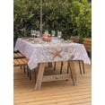 thumbnail image 3 of Outdoor Tablecloth with Umbrella Hole for Patio/Picnic/Party/Camping, Coastal Beach Waterproof Table Cloth Rectangle Table Cover Washable, Summer Ocean Sea Starfish Pink Wooden Grain (60"x 120"), 3 of 9