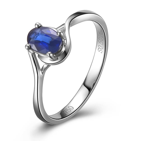 Solitaire Sapphire Engagement Ring on 10k White Gold on Sale