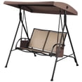thumbnail image 2 of Costway 2 Seat Patio Porch Swing with Adjustable Canopy Storage Pockets  Brown, 2 of 10