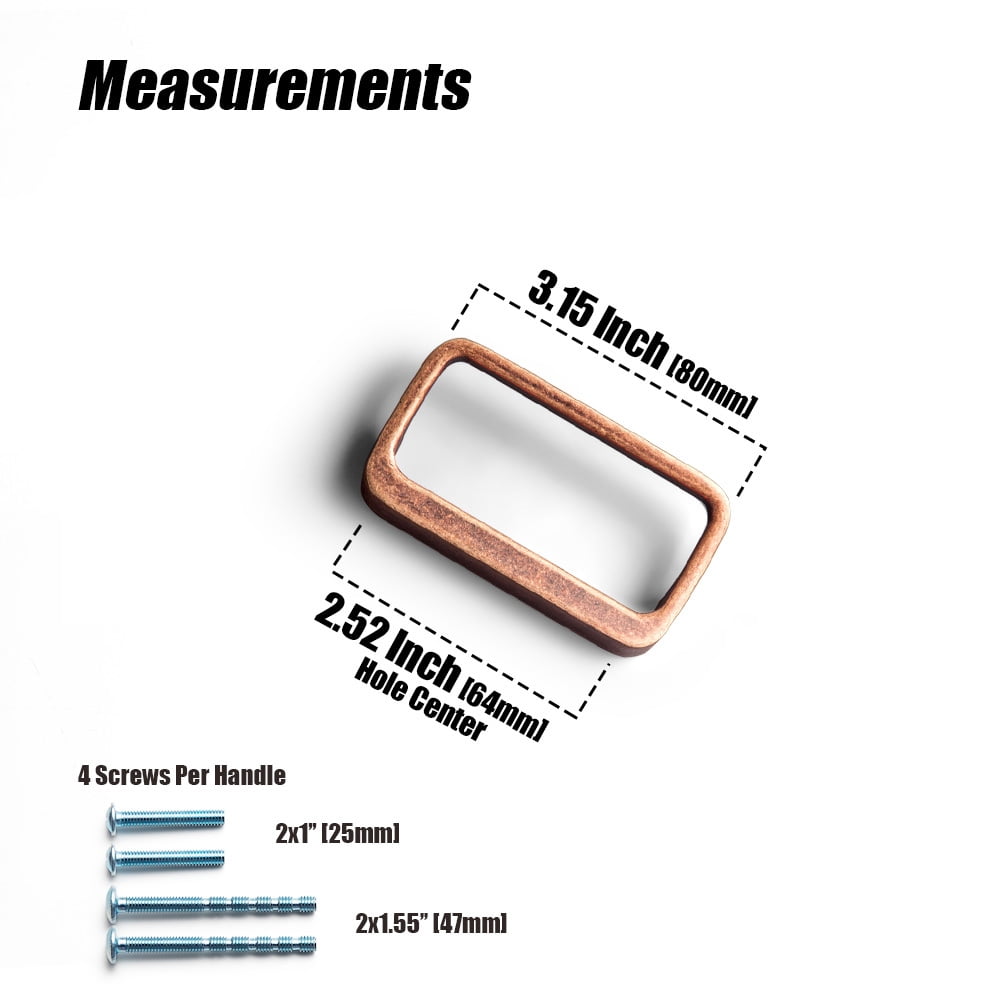 Goo-Ki 12 Pack Antique Copper Cabinet Pulls with 2.5''(64MM) Hole Center, Modern Zinc Alloy Cabinet Handles for Drawer,Wardrobe,Cupboard