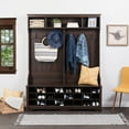 Prepac Entryway 60" Wide Hall Tree with 24 Shoe Cubbies, Espresso