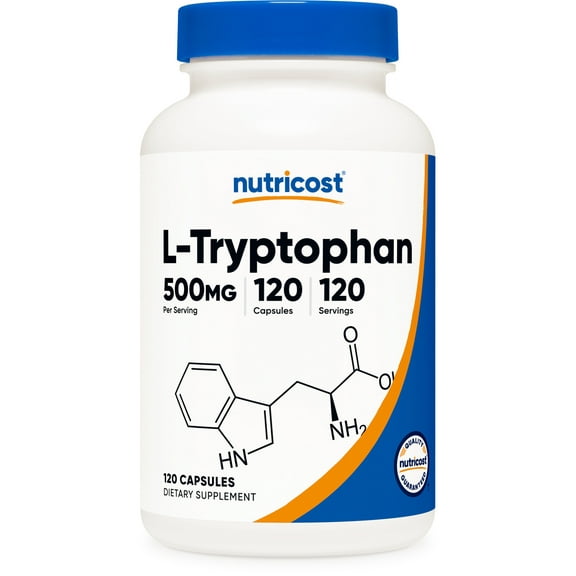 Nutricost L-Tryptophan 500mg, 120 Capsules, 120 Servings - Health Supplement
