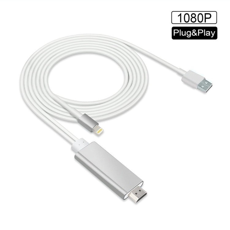 afgår vene Delegeret Lightning to HDMI Adapter Cable, to HDMI Connector 1080P HDTV Cable,  Lightning Digital AV Adapter Cord for X 8 7 6Plus 5s Mini Air Pro iPod to  TV Projector Monitor (Silver) - Walmart.com