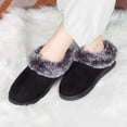 thumbnail image 7 of Womens Fuzzy Memory Foam Slippers Boots Cozy Faux Fur House Shoes Indoor Outdoor Rubber Sole Anti-Skid,Black US9-10, 7 of 7