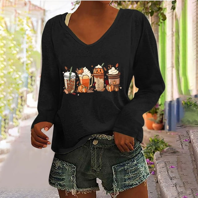 Qertyioot Christmas Chandail en Molleton pour Femmes Mode Décontractée Manches Longues Col en V Pull