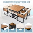 thumbnail image 4 of Euroco 9-Pieces Acacia Wood Patio Dining,Space Saving Set,4 Cushioned Chairs & 4 Ottomans & 1 Square Table, for Backyard, Garden, Deck and Poolside,Beige, 4 of 9