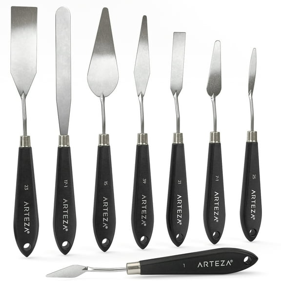 Arteza Palette Knives Art Tool Supply Set for Mixing and Applying Paint, 8 Sizes - 8 Pack