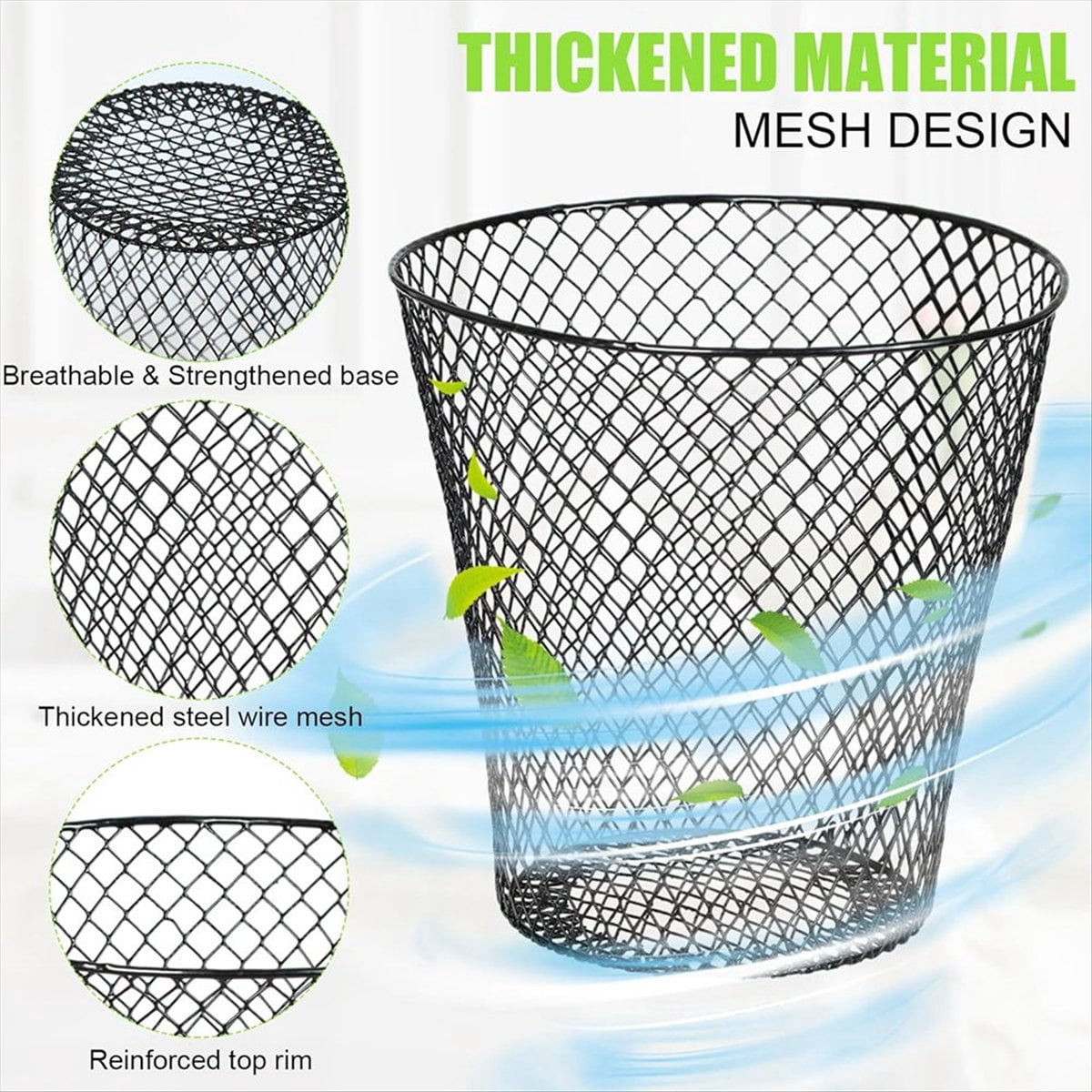 Round Wastepaper Basket, Wire Mesh Desk Metal Can Recycling Can Garbage Container for Bedroom Office(10pcs)