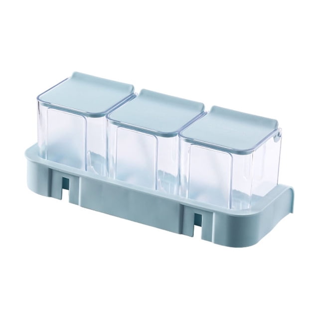 Transparent Wall-mounted Squares Spice Jar Set Three Spice Boxes To Form A Kitchen Combination Spice Boxes Plastic Flip Spice Boxes Seasoning Boxes Set