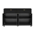 thumbnail image 5 of Wave Design Sideboard Cabinet Scandinavian with 2 Drawers 4 Doors Adjustable Shelves Aluminum Handles MDF Black, 5 of 9