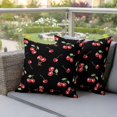 thumbnail image 3 of Outdoor Pillow Covers Watercolor Red Cherry on Black Waterproof Pillow Cases 16x16 Set of 2, Farm Seamless Fruit Art Throw Pillow Cover Pillowcase for Patio Balcony Couch Garden, 3 of 9