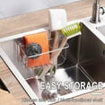 thumbnail image 4 of Bouanq　2 In 1 Sponge Holder Deluxe Kitchen Sink Suction Holder for Sponges, Scrubbers, Soap, Kitchen, Bathroom, 304 Stainless Steel, 4 of 9