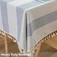 thumbnail image 3 of Cotton Table Cloths Rectangular 60 x 120 Blue Striped Tablecloth Washable Tablecloths for Rectangle Tables (120"x55", Blue), 3 of 13