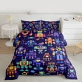 thumbnail image 2 of Feelyou Child Purple Robot Queen Comforter Set, Cartoon Bedding Comforter Set, 3 Pieces, 2 of 8