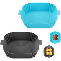 TEXIJUSO Silicone Air Fryer Liner, 2Pack Square Air Fryer Silicone Liner Reusable Air Fryer Accessories Air Fryer Basket Tray Airfryer Accessories Compatible with Ninja Tower COSORI Tefal