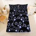 thumbnail image 4 of Manfei Cute Kitten Cat Queen Sheets, Kawaii Simple Animal Queen Sheet Sets, Black Blue, 4-Piece, 1 Flat Sheet, 1 Fitted Sheet and 2 Pillowcases, 4 of 6