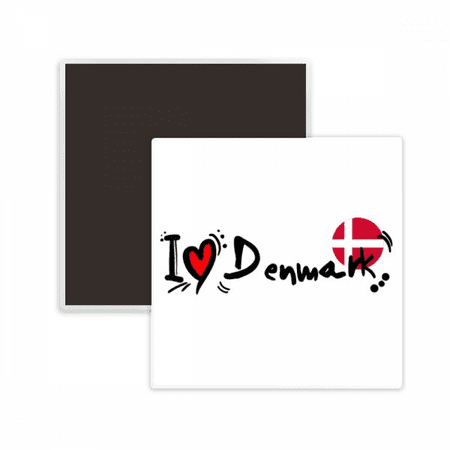 

I Love Denmark Word Flag Love Heart Illustration Square Ceracs Fridge Magnet Keepsake Memento