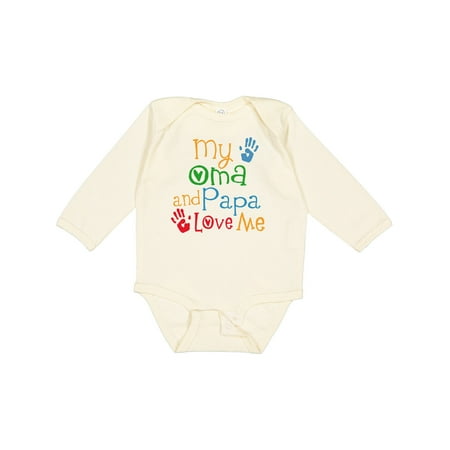 

Inktastic My Oma and Papa Love Me Gift Baby Boy or Baby Girl Long Sleeve Bodysuit