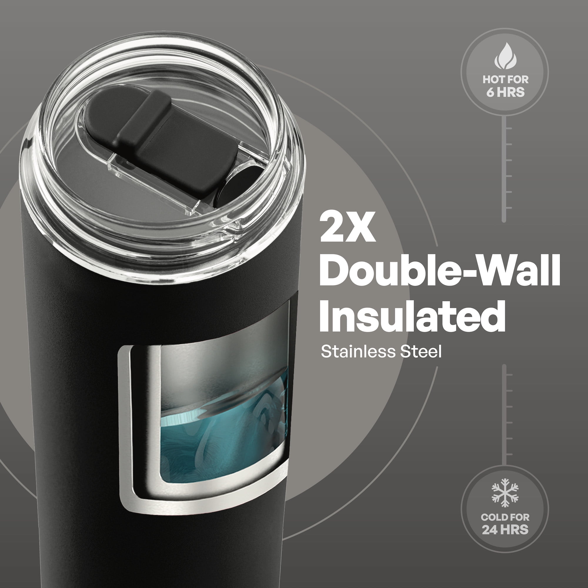 (1 pack) TAL 18oz Stainless Steel Tall Boy Tumbler, Black