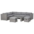 thumbnail image 1 of Outsunny 6 Pieces Patio Furniture Set, Outdoor Wicker Sofa Set Aluminum Frame PE Rattan Conversation Furniture W/ Cushions, Coffee Table, Footstool, Grey, 1 of 10