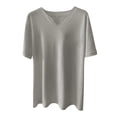 thumbnail image 1 of Men's Casual Solid Color V-Neck Gentleman's Business Short Sleeve Fitness T-Shirt 4XL, 1 of 4