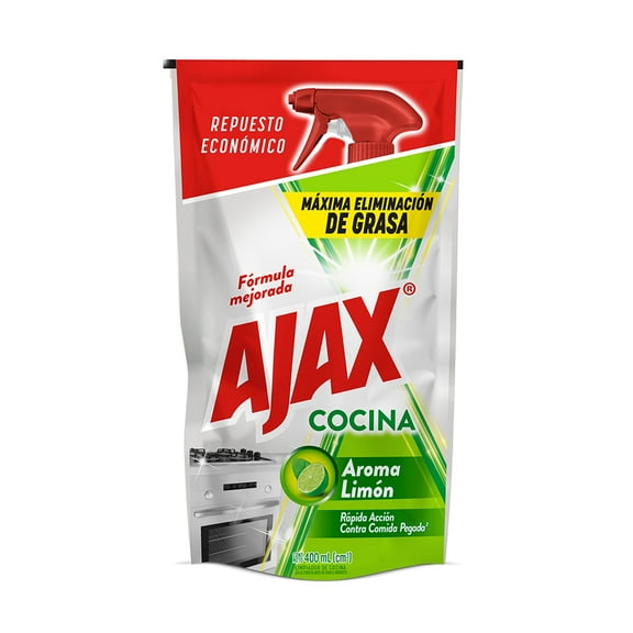 Limpiador Líquido Cocina Ajax Doypack Máxima Eliminación de Grasa 400 ml