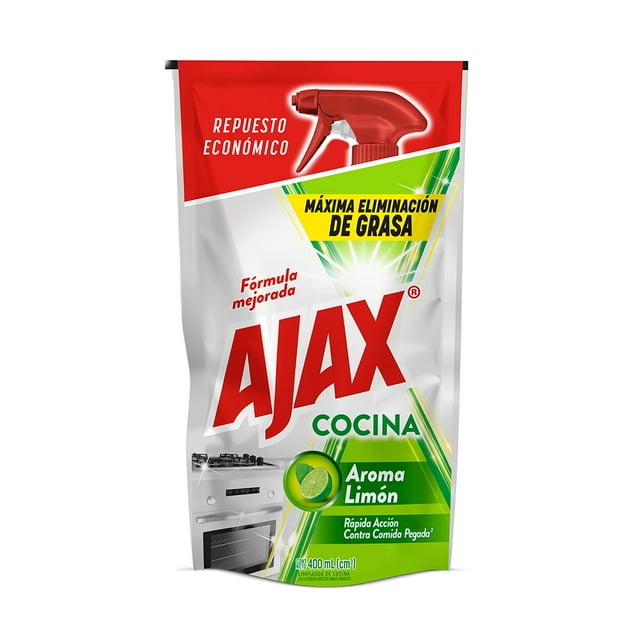 Limpiador Líquido Cocina Ajax Doypack Máxima Eliminación de Grasa 400 ml