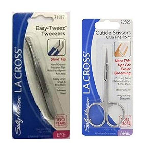 Sally Hansen LA Cross Cuticle Scissors 72823 + Easy-Tweez Slant Tip Tweezers 71817