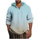 thumbnail image 1 of Blusa de manga larga con capucha para hombre, estilo informal, con botones, estampado degradado, de poliéster, 1 of 4