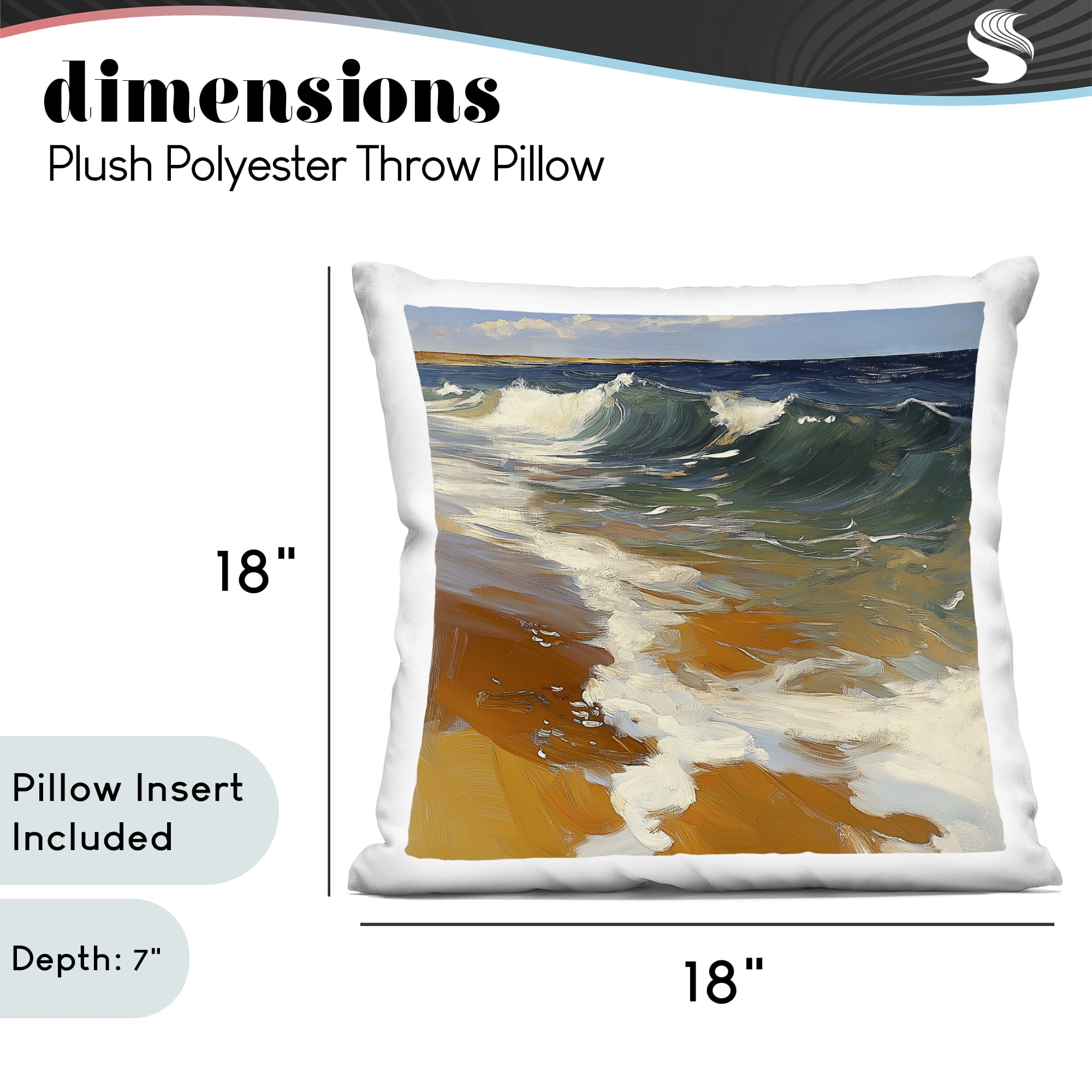 Stupell Industries Glassy Ocean Waves Break Decorative Printed Throw Pillow, design by Walker Noble