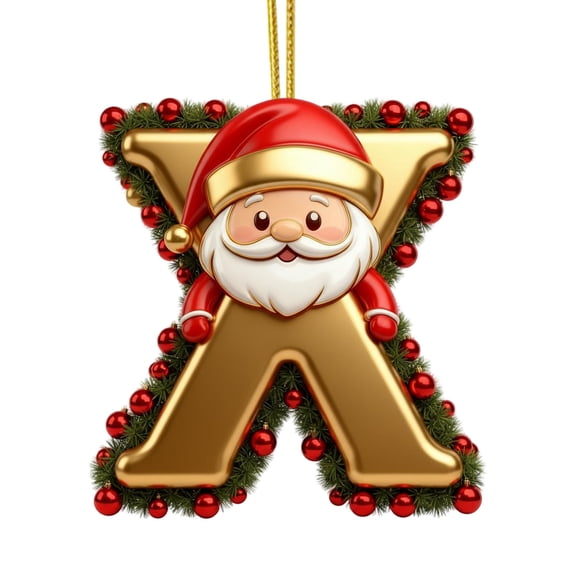 Gold Santa 26 Letters Christmas Tree Decoration Pendant Christmas Tree Ornaments Personalized Christmas Ornaments Christmas Decoration Xmas Tree Hanging Decor