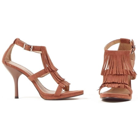 

417SIOUX Brown Fringe High Heel Adult Shoes - Clearance Sizes