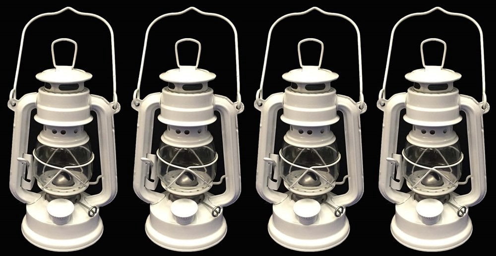 Lot of 30 - 8 Inch White Hurricane Kerosene Oil Lantern Hanging Light / Lamp