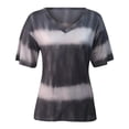 thumbnail image 4 of CEHVOM T-Shirt Dégradé pour Femmes, Col en V, Manches Courtes, Décontracté, 4 of 6