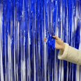 thumbnail image 3 of Cortina de fiesta de 100x200cm, cortina adhesiva de flecos de aluminio de Color uniforme brillante para fiesta, 3 of 5