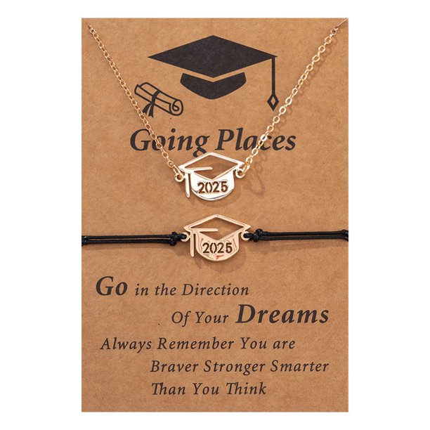 Mortarboard graduación ajustable pulsera de cuerda cadena colgante collar con tarjeta significativa para graduado