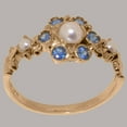 thumbnail image 2 of LBG British Made Classic Solid 10k Rose Gold Cultured Pearl & Sapphire Womens Anniversary Ring - 33 size options - Size 5.25, 2 of 7