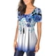thumbnail image 4 of Moda Mujer Causal Rounk Cuello Impresión Blusa Manga Corta Camiseta Verano Tops Fridja bn5475, 4 of 7