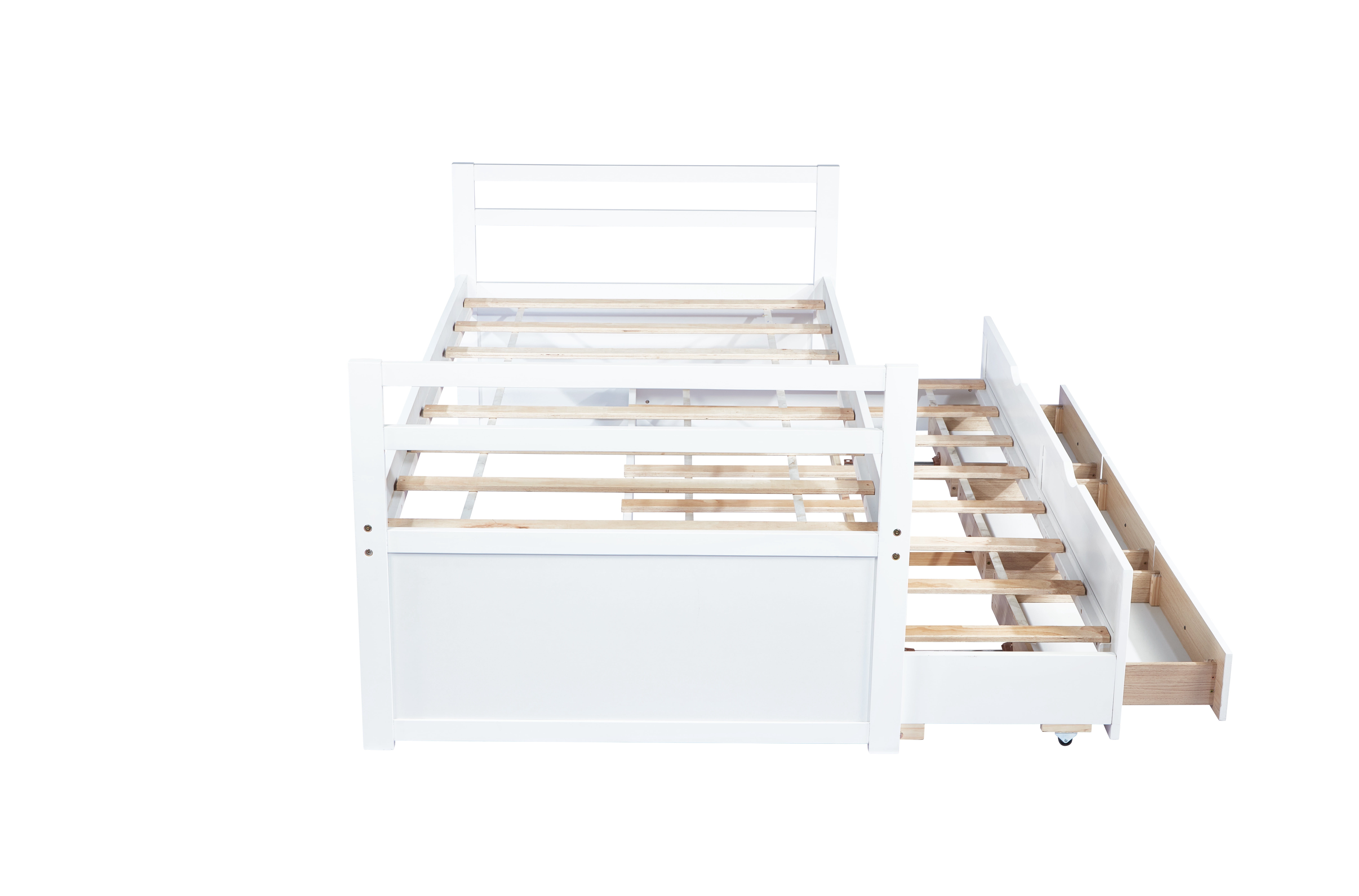 Bellemave Twin Size Platform Bed with Trundle and Storage Drawers Twin Captain’s Bed with Headboard and Footboard Storage Bed Frame (White)