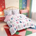 thumbnail image 2 of Manfei Shabby-Chic Snowflake 7-Piece Twin Bedding,Xmas Farm Cattle Bedding Comforter Set,Pink Reversible, 2 of 7