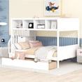 thumbnail image 3 of Bellemave Twin Over Full Bunk Bed with Stairs, Solid Wood Bunk Bed with 2 Drawers and 6 Storage Shelves, Stairway Bunk Beds for Teens Adults (White), 3 of 8